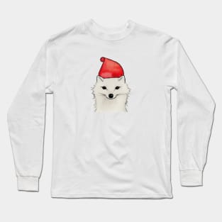 Arctic Fox Wearing Santa Hat v3 Long Sleeve T-Shirt